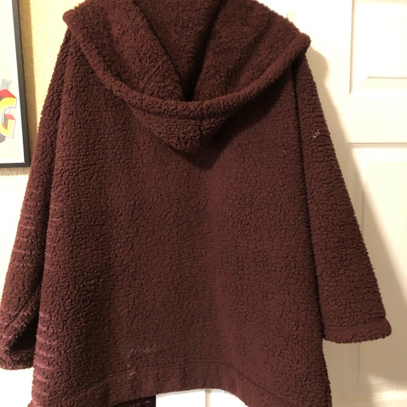 American eagle so soft teddy jacket sz xxl womens Burgundy color - Picture 3 of 6